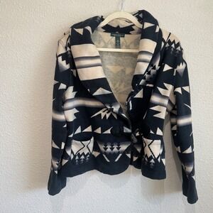 Lauren Ralph Lauren Southwestern Toggle Cardigan Aztec Western Boho Fleece Large